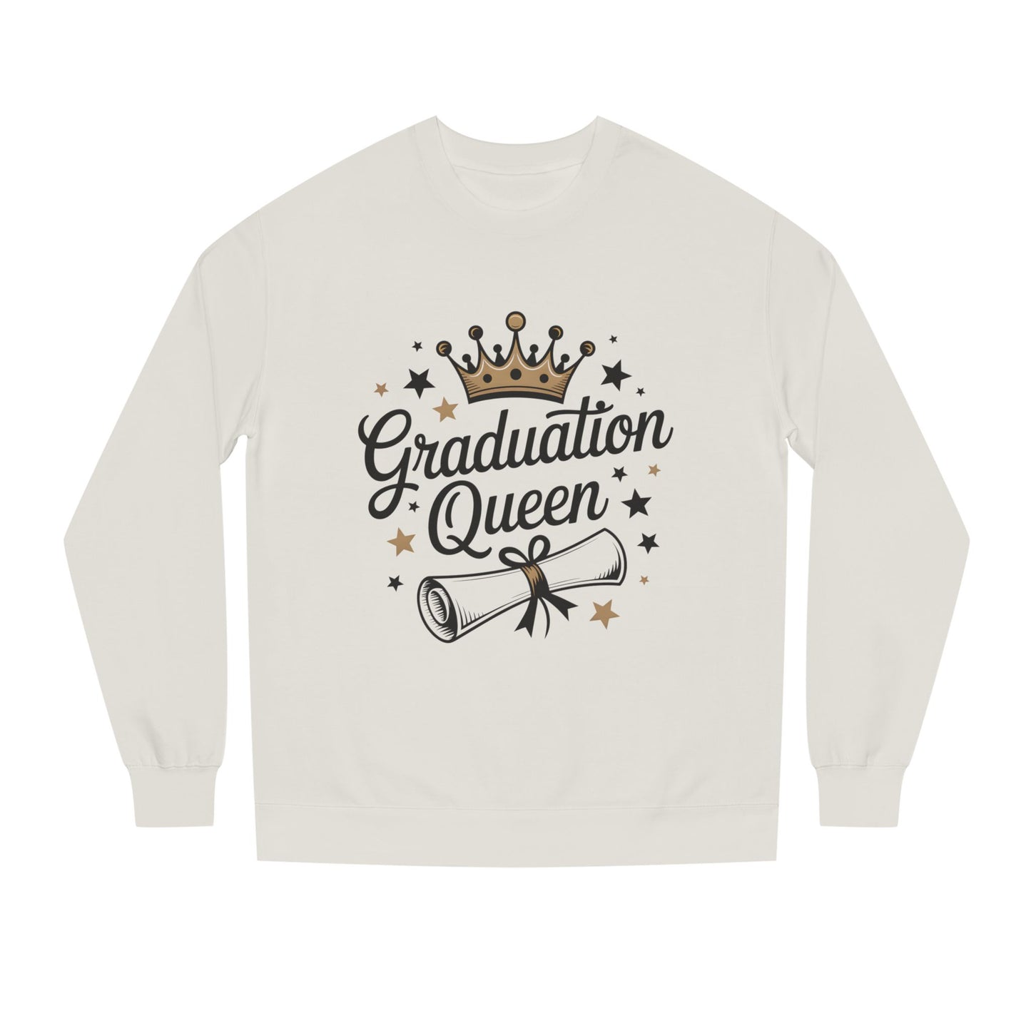 Graduation Queen Crewneck Sweatshirt — Crown & Diploma Celebration Pullover