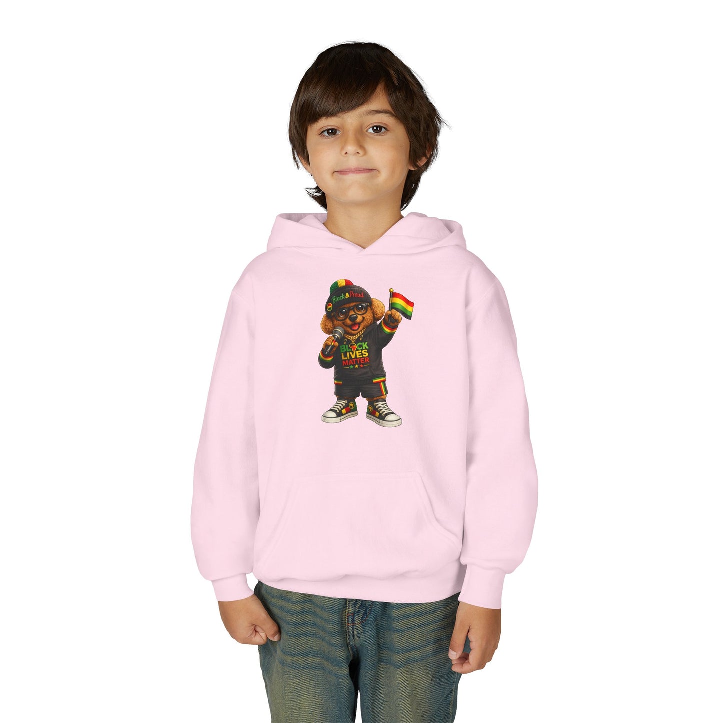 Youth Hoodie — Black Lives Matter Rasta Bear Kids Pullover