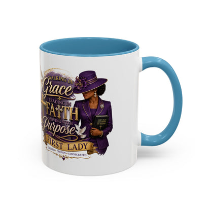 Faith & Purpose Accent Coffee Mug — First Lady Church Design (11/15oz)