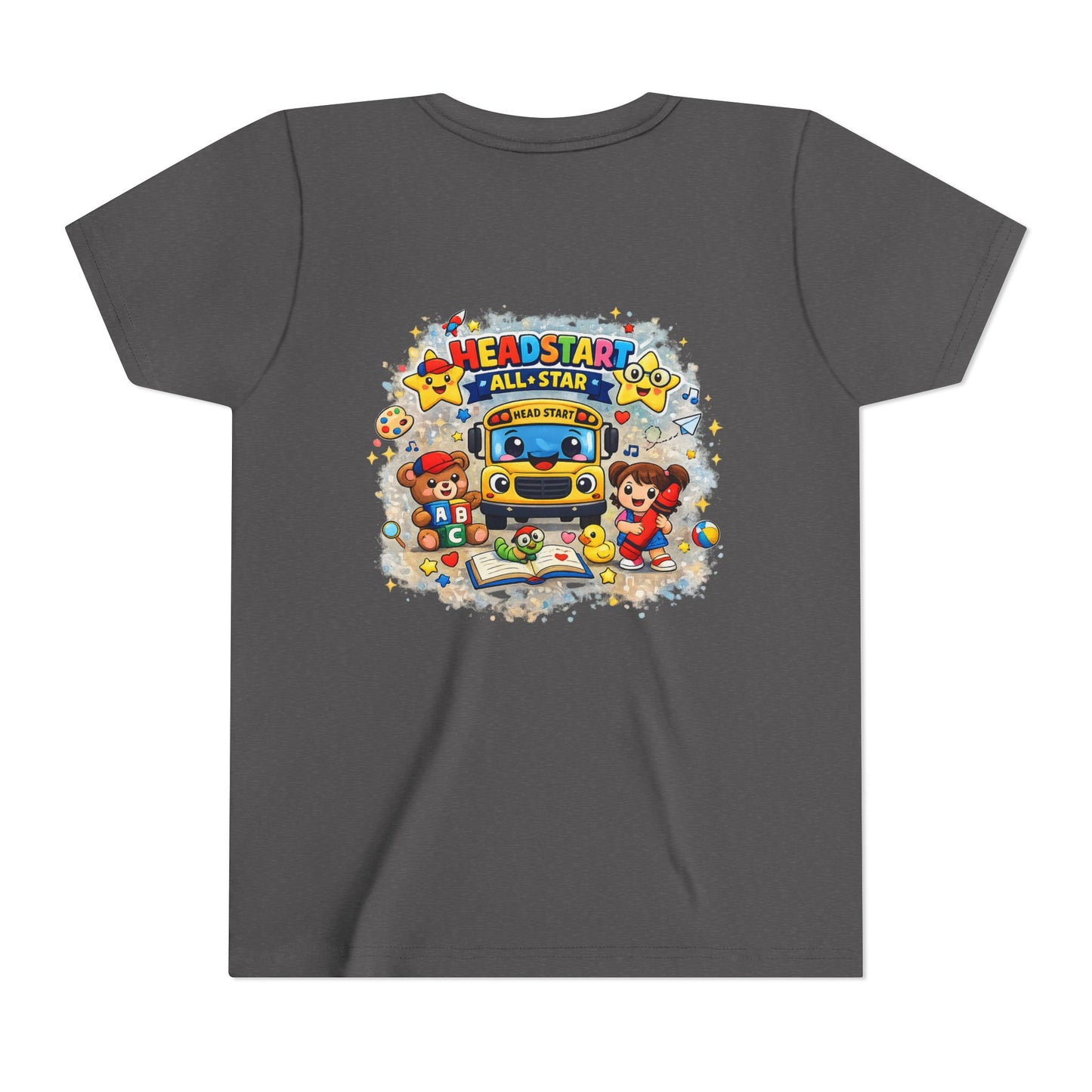 Youth Tee — "Headstart All-Star" Cute School Bus & Characters Back-to-School Shirt