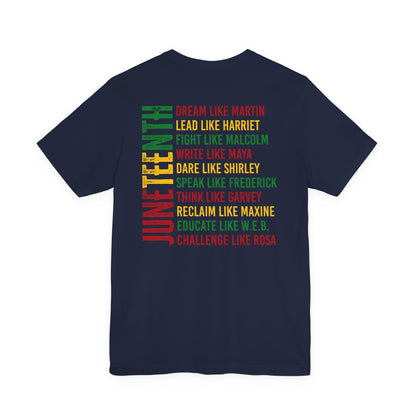 Juneteenth Tribute T-Shirt — “Dream Like Martin, Lead Like Harriet” Inspirational Black History Tee