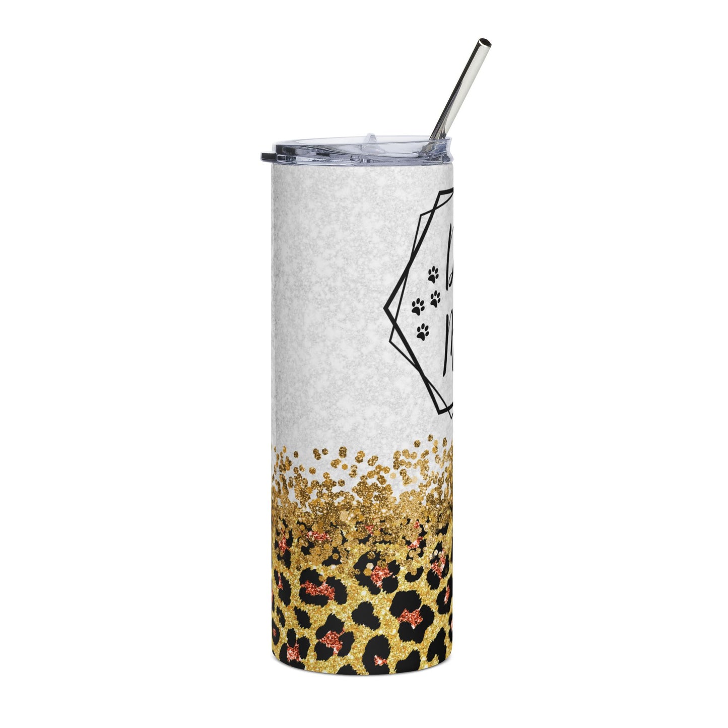 Dog Mom Leopard 20oz Stainless Steel Tumbler – Insulated Travel Cup with Straw