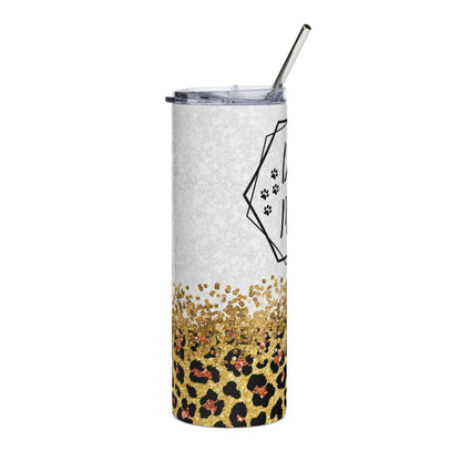 Dog Mom Leopard 20oz Stainless Steel Tumbler – Insulated Travel Cup with Straw