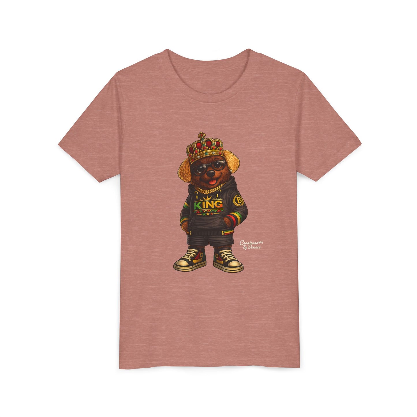 Youth Tee — 'Lil King' Crowned Bear Graphic Shirt