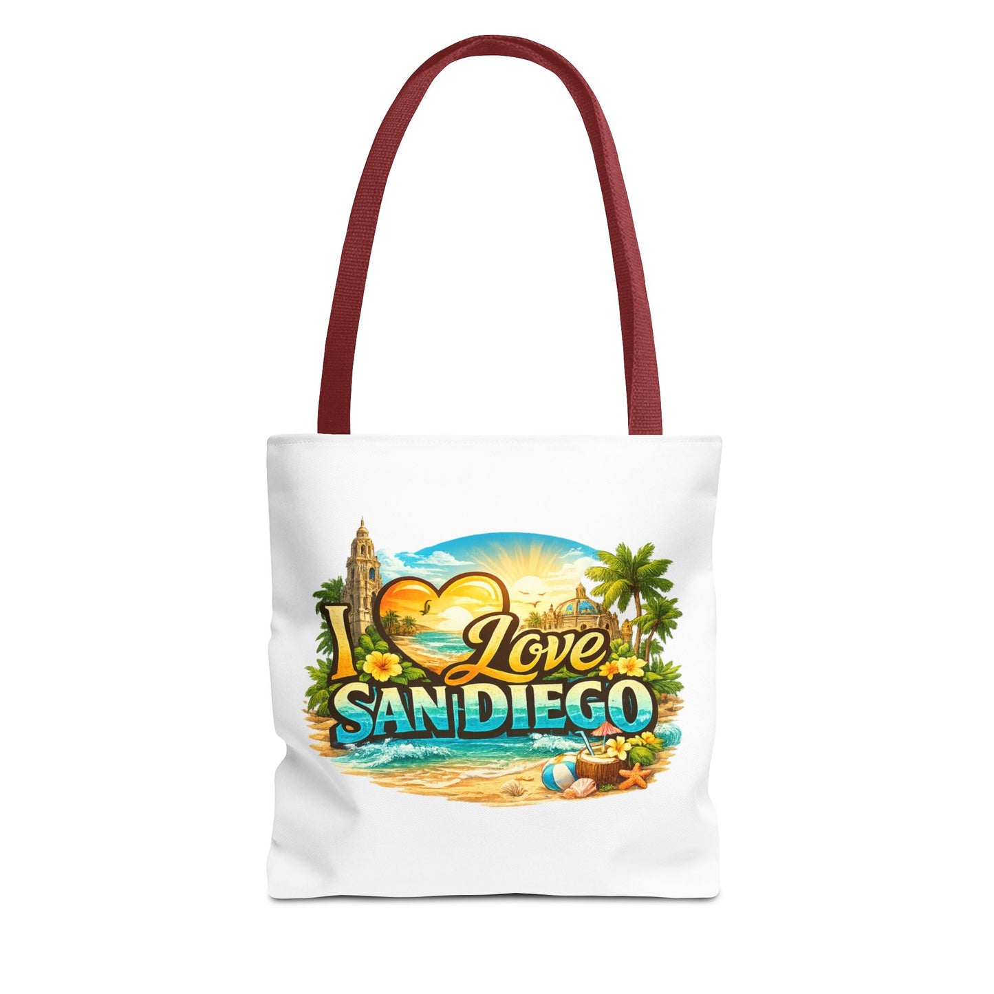 San Diego Tote Bag - "I Love San Diego" Beach City Souvenir
