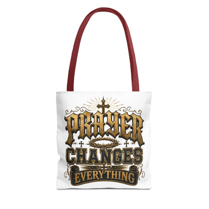 Prayer Changes Everything Tote Bag - Inspirational Christian Canvas Tote