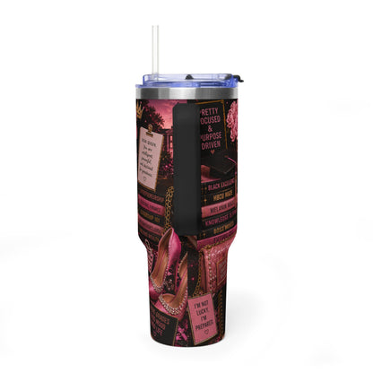 Brain & Beauty 40oz Thermal Tumbler with Handle — Inspirational Coffee Travel Mug