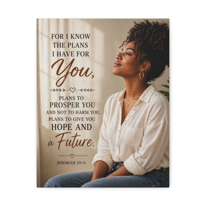 Jeremiah 29:11 Canvas Wall Art — "For I Know the Plans I Have for You" Inspirational Stretched Canvas