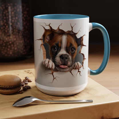 Boxer Puppy Peeking Coffee Mug — Cute Dog 11/15oz Accent Mug
