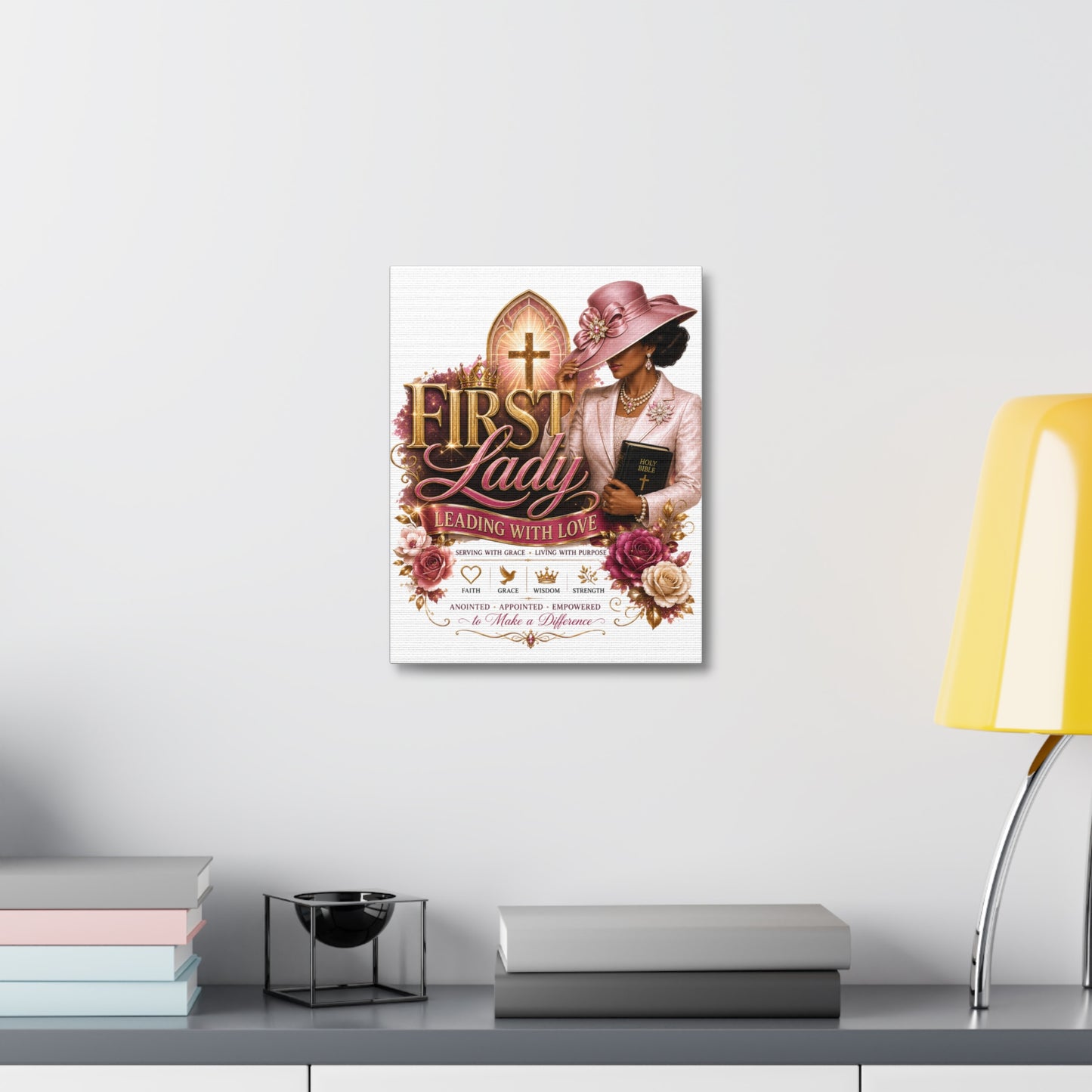 First Lady Leading With Love Canvas Wall Art — Faith-Based Church Decor