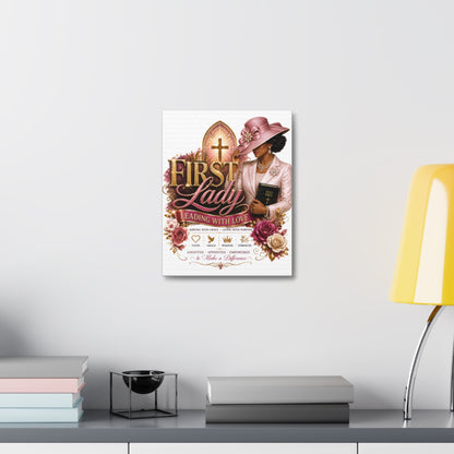 First Lady Leading With Love Canvas Wall Art — Faith-Based Church Decor