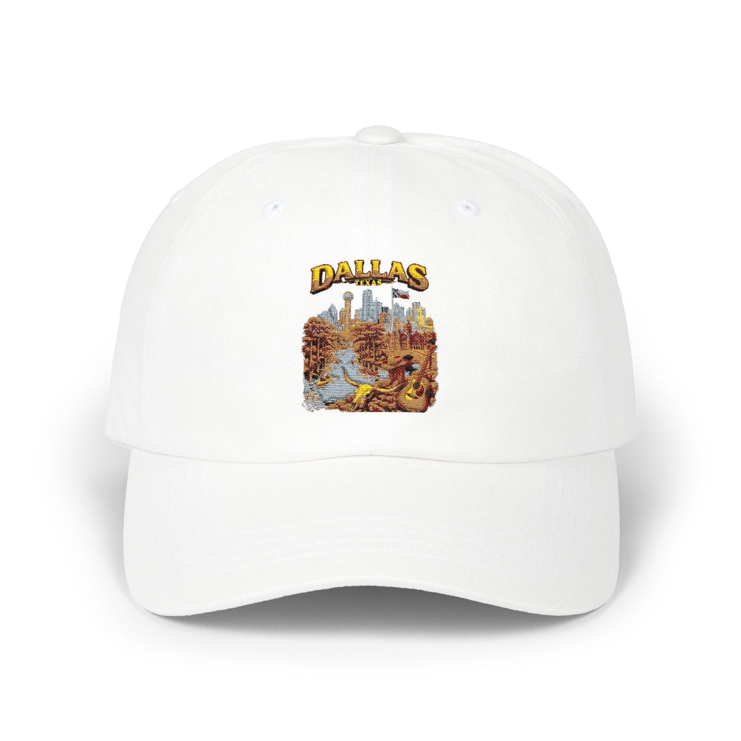 Dallas Vintage Scenic Dad Cap – Retro City Skyline Embroidered Hat