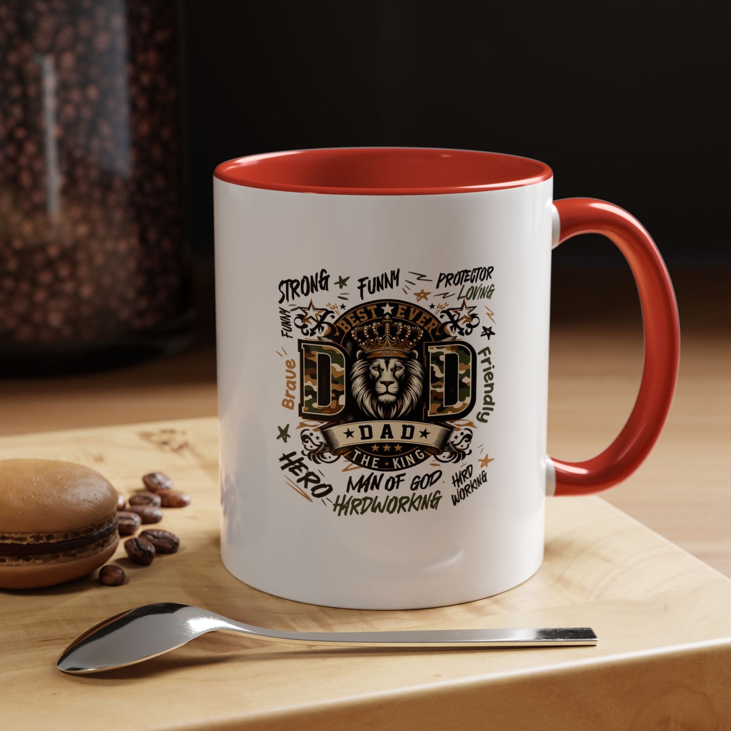 Dad King Lion Coffee Mug — 'Dad: The King' Accent 11/15oz Gift