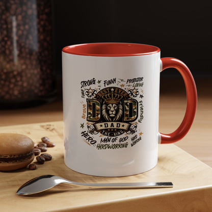 Dad King Lion Coffee Mug — 'Dad: The King' Accent 11/15oz Gift