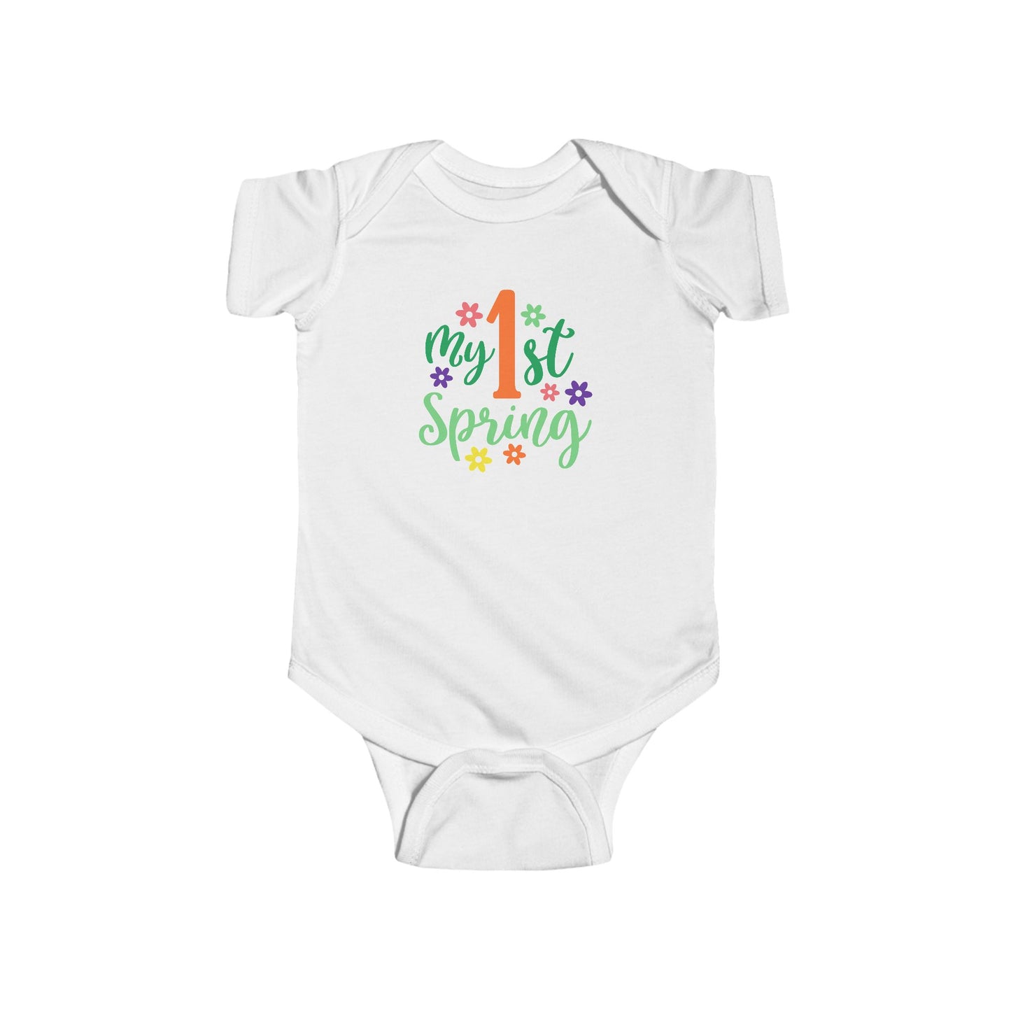 Baby Bodysuit — "My 1st Spring" Floral First-Spring Onesie