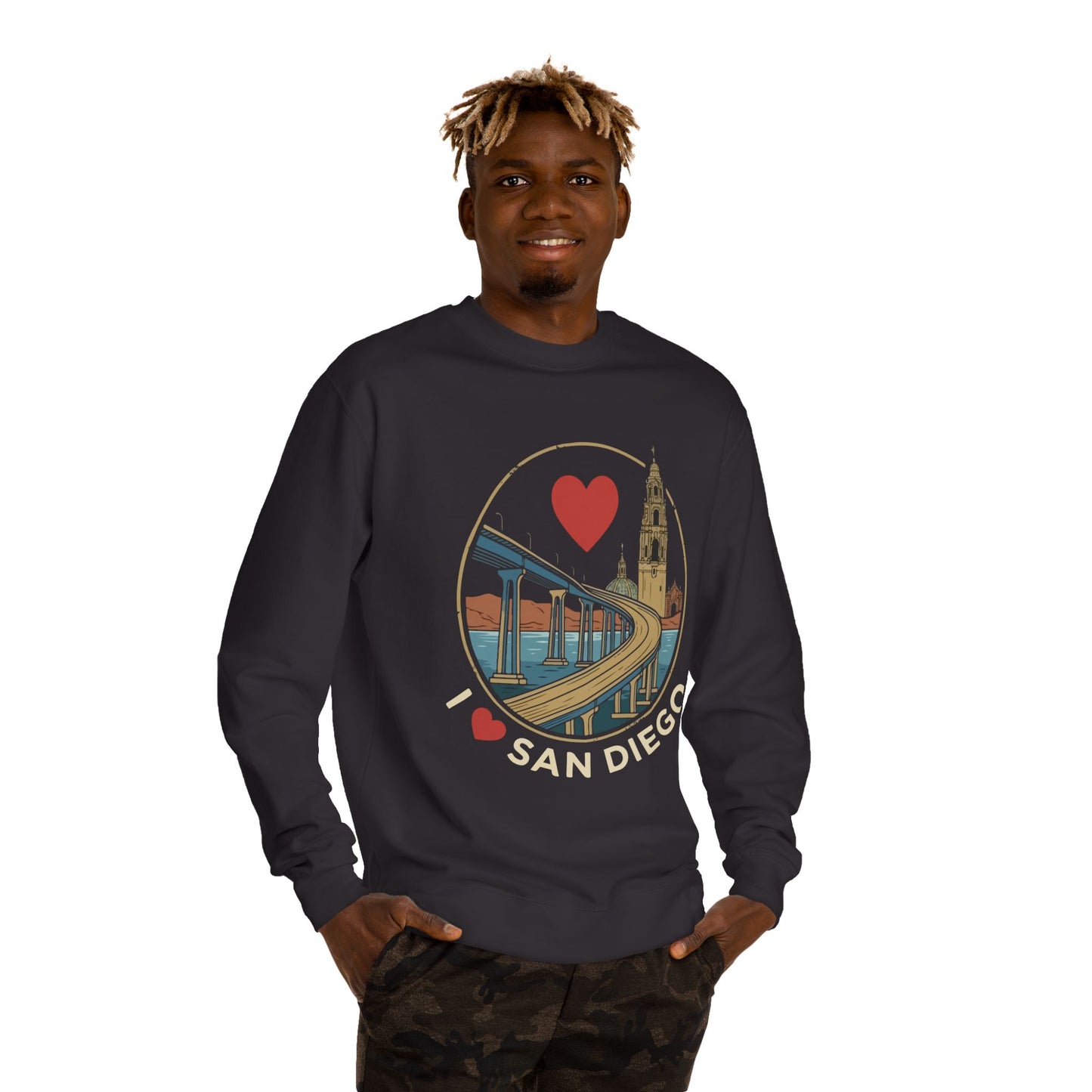I Heart San Diego Sweatshirt — Balboa Park & Coronado Bridge Crewneck
