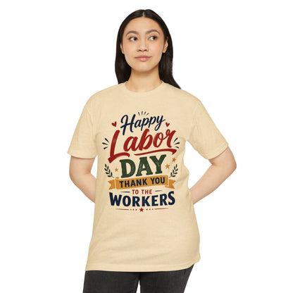 Labor Day T-Shirt — "Happy Labor Day Thank You to the Workers" Patriotic Holiday Tee