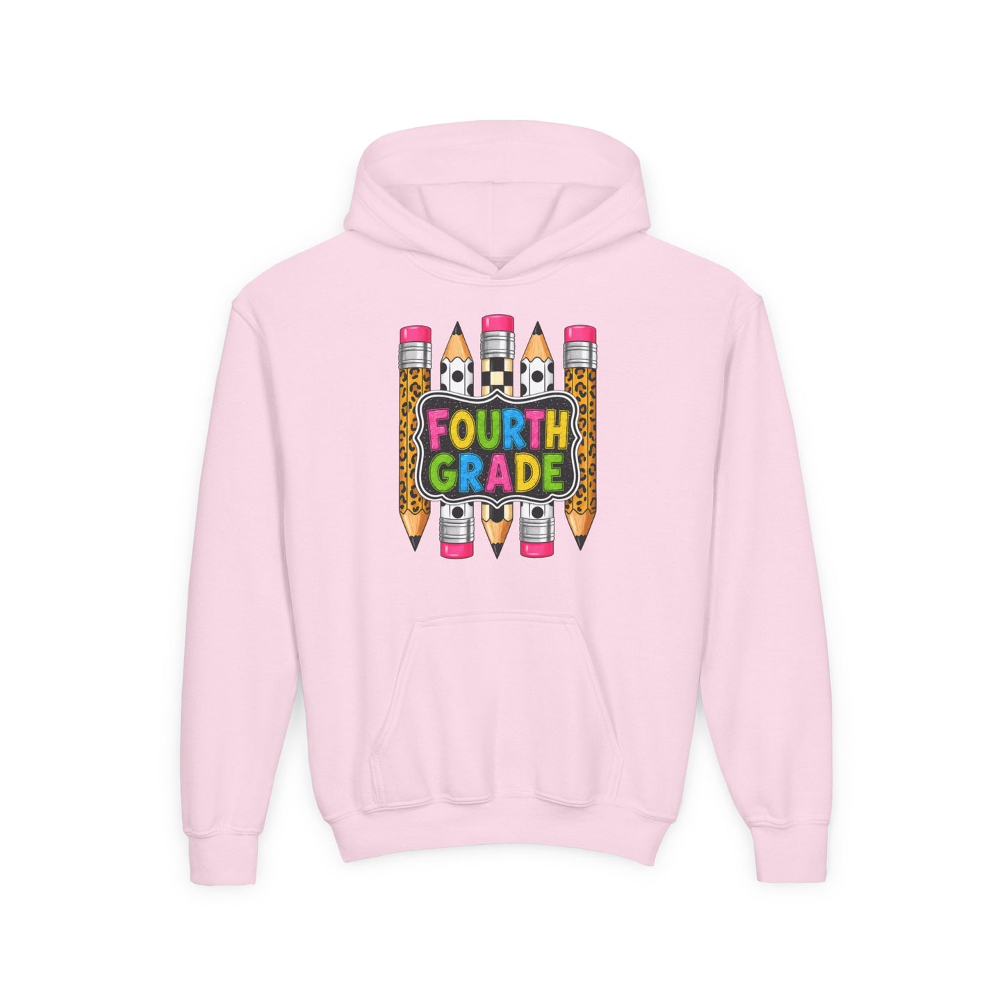 Fourth Grade Kids Hoodie — Colorful Pencil School Sweatshirt