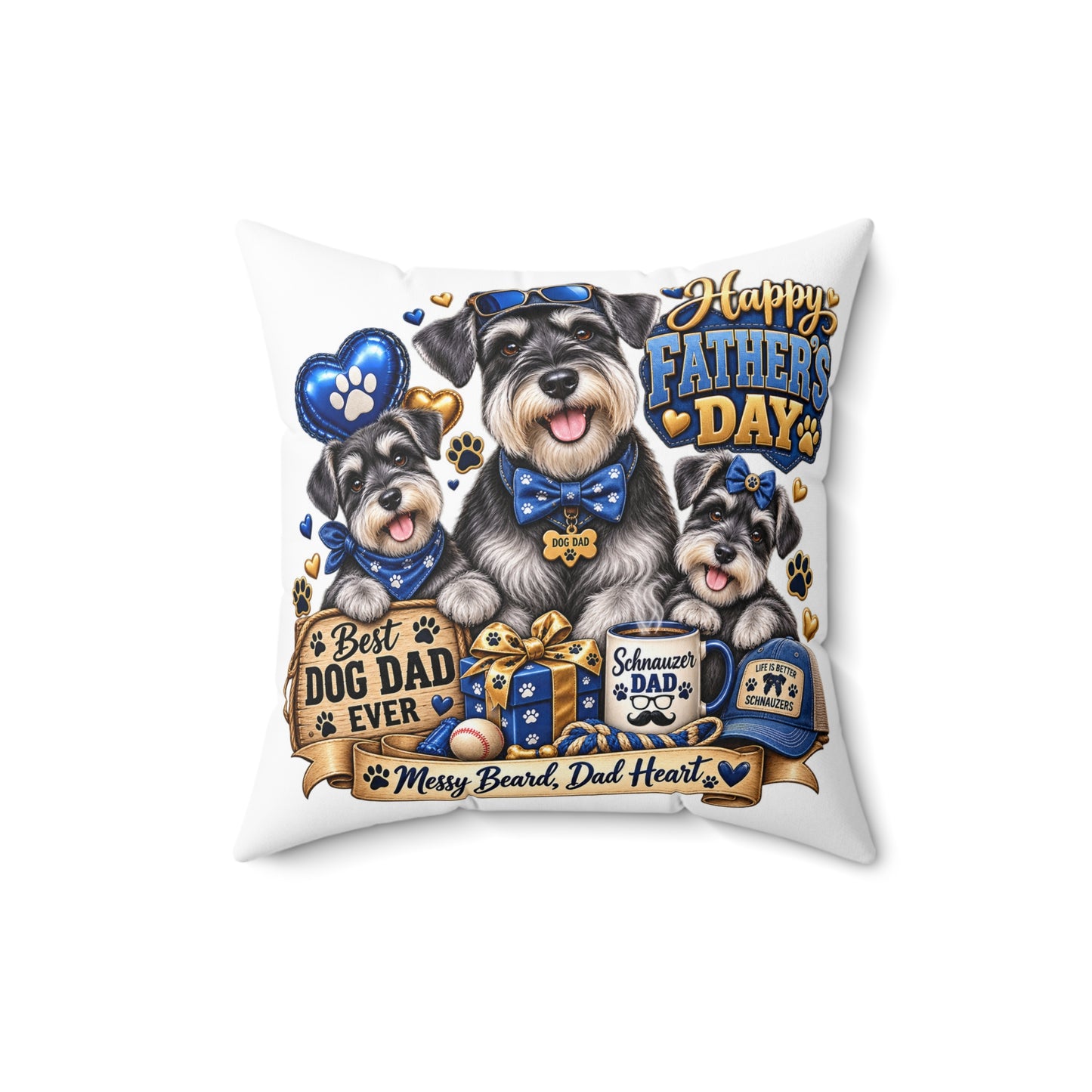 Happy Father’s Day Dog Dad Pillow — Best Dog Dad Ever Schnauzer Gift