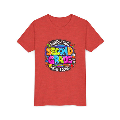 Second Grade Kids Tee - "Watch Out Second Grade Here I Come" Colorful Back-to-School Shirt