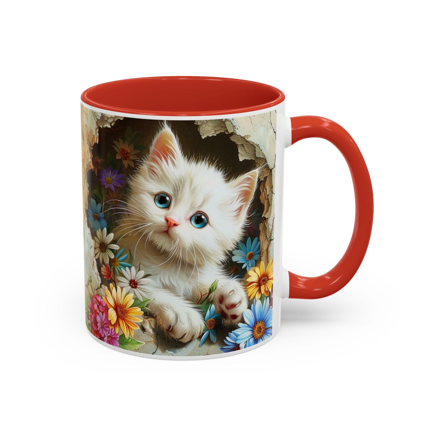 Cute Kitten Floral Accent Coffee Mug (11/15oz)
