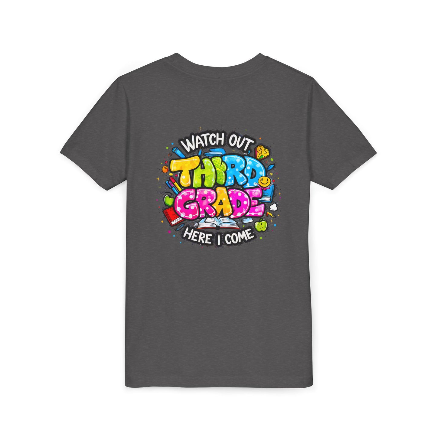 Third Grade Kids T‑Shirt — "Watch Out Third Grade Here I Come" Back-to-School Tee