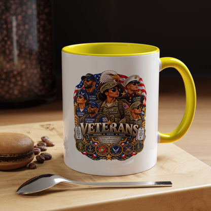 Veterans Tribute Accent Coffee Mug — Patriotic Military Veteran Gift (11/15oz)