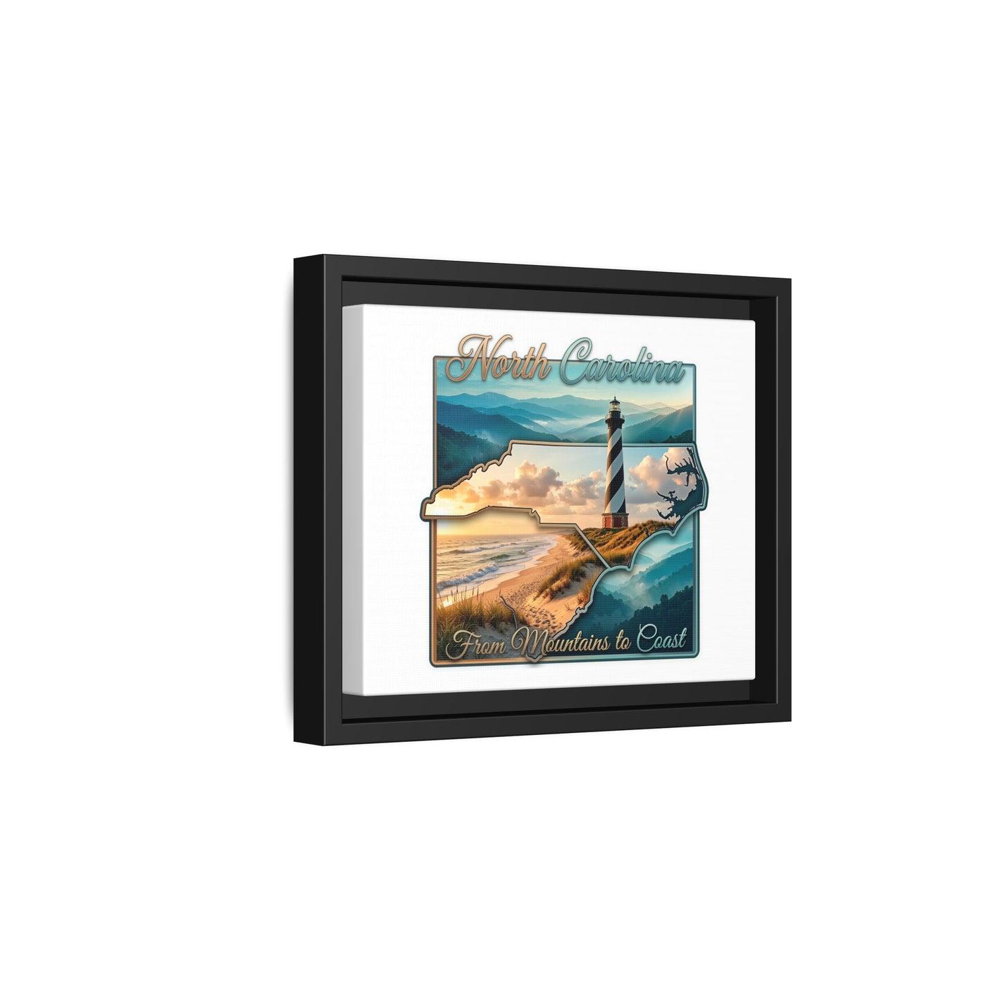 North Carolina Matte Canvas Wall Art — "From Mountains to Coast" Framed Print