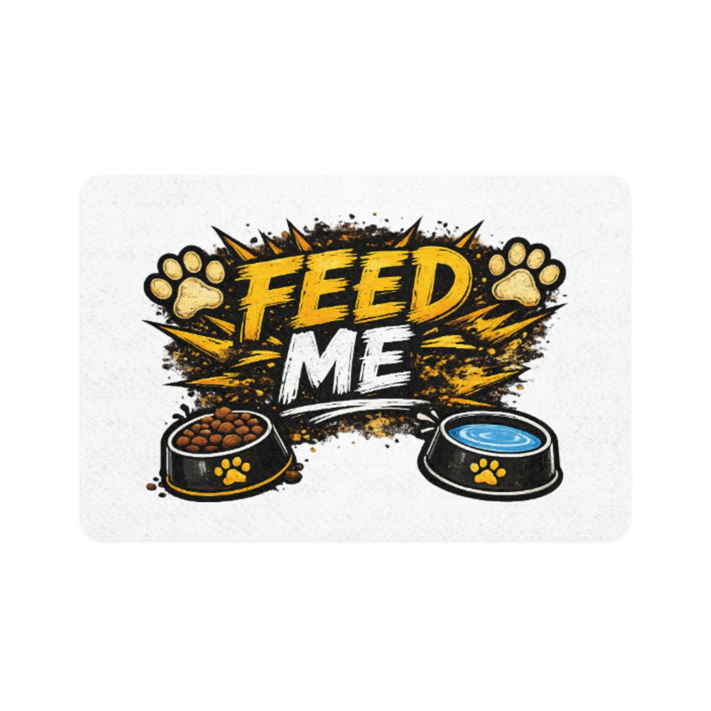 Feed Me Pet Food Mat — 12x18 Waterproof Food & Water Bowl Placemat