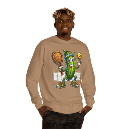 Pickle Pickleball Crewneck Sweatshirt — Cute Pickle Playing Pickleball Graphic