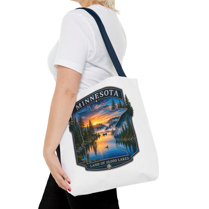 Minnesota Scenic Tote Bag — 'Land of 10,000 Lakes' Sunset Lake Design