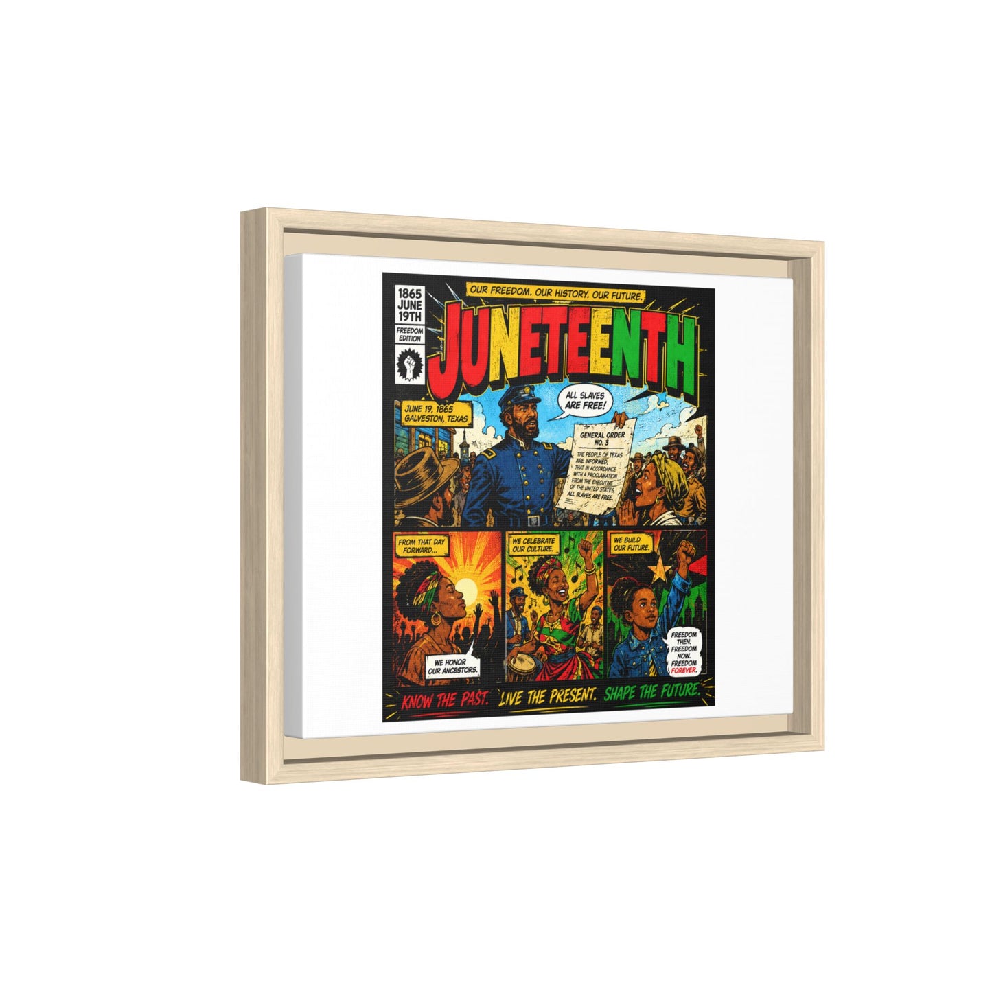 Juneteenth Comic Art Canvas - Framed Matte Wall Decor