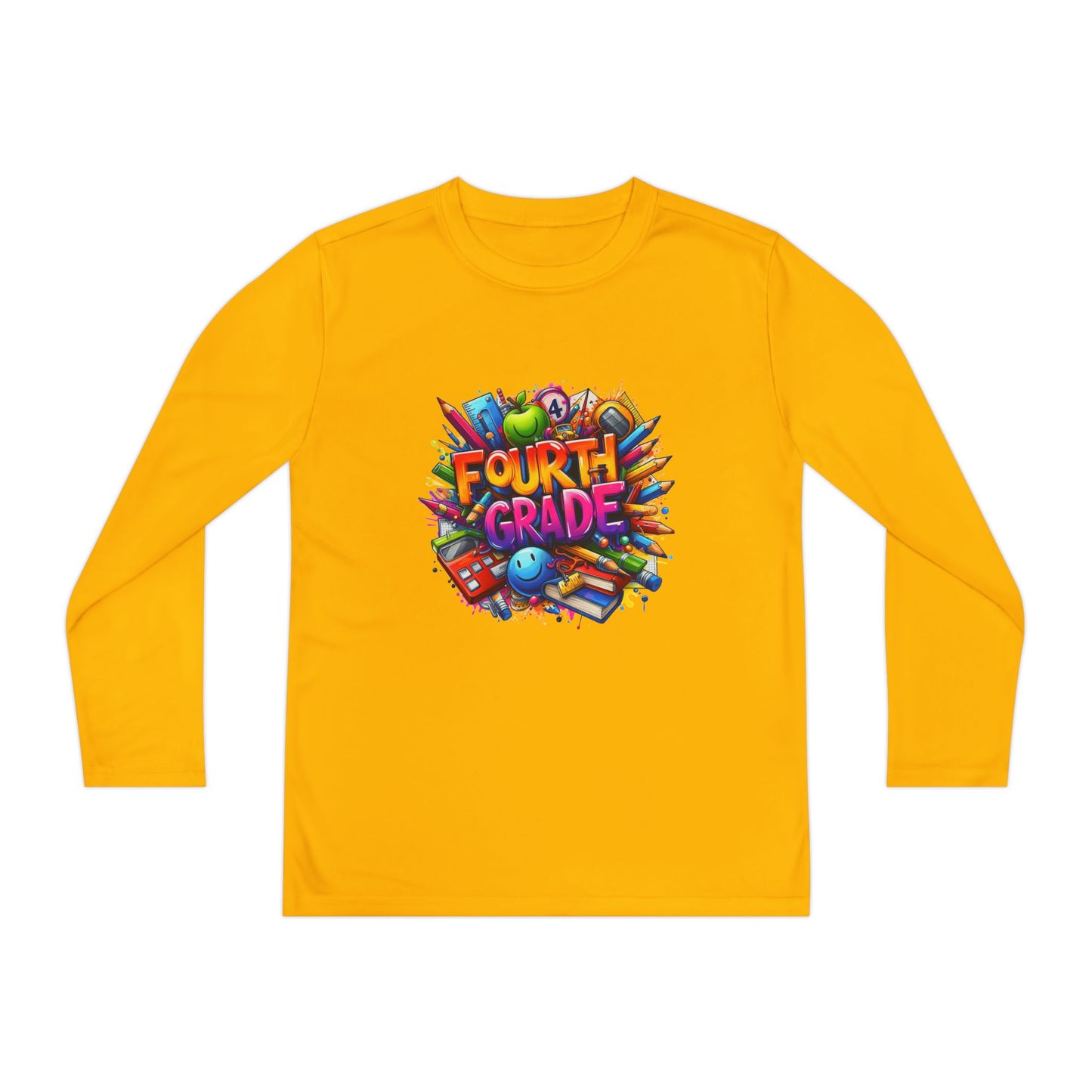 Fourth Grade Long Sleeve Tee — Colorful School Kids Shirt