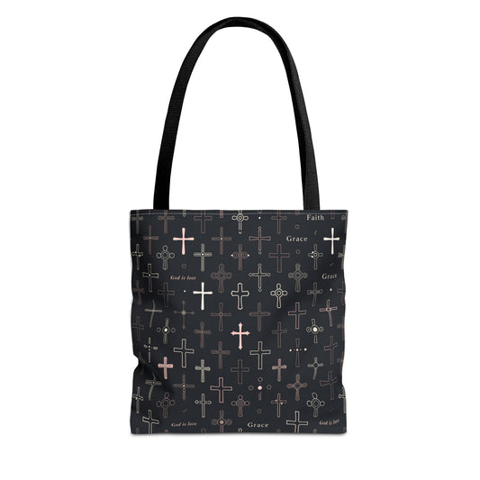 Cross Pattern Tote Bag — Faith & Grace Religious All-Over Print Tote