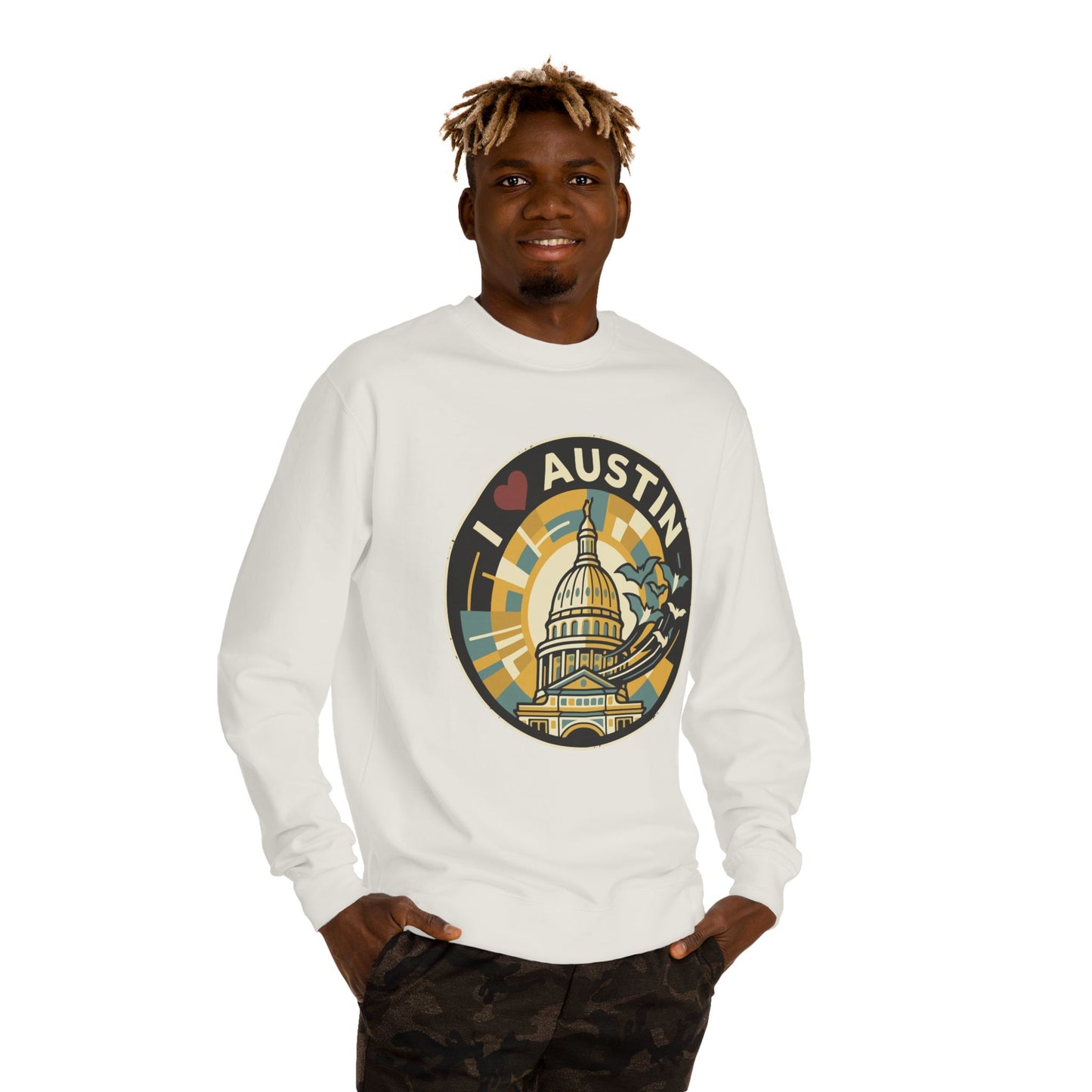 I  Austin Crewneck Sweatshirt — Austin Capitol Retro Graphic