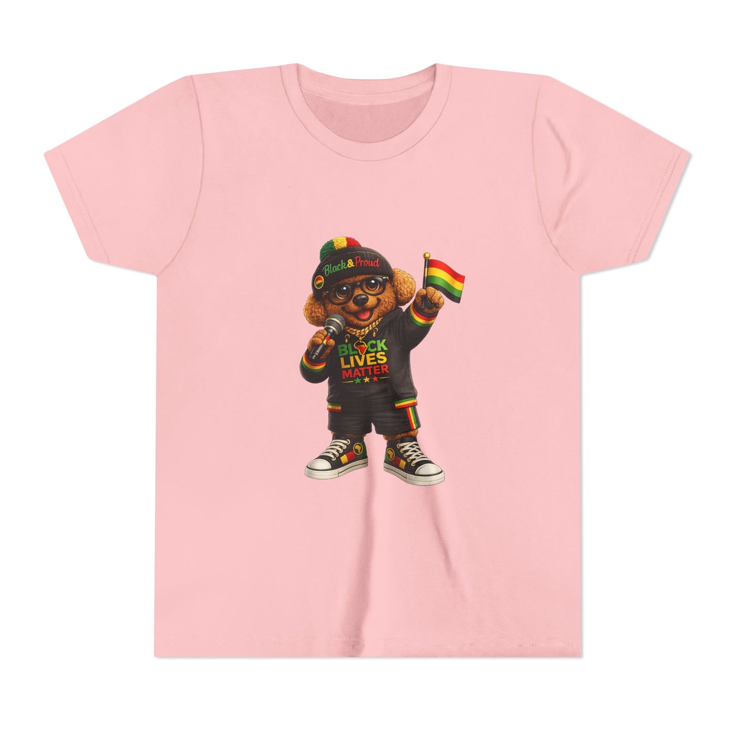 Youth Tee — Kid Bear Black Lives Matter Rasta Flag Shirt