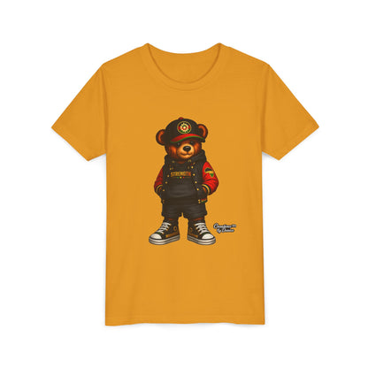 Kids Teddy Bear Streetwear Tee — 'Strength' Graphic Youth T-Shirt