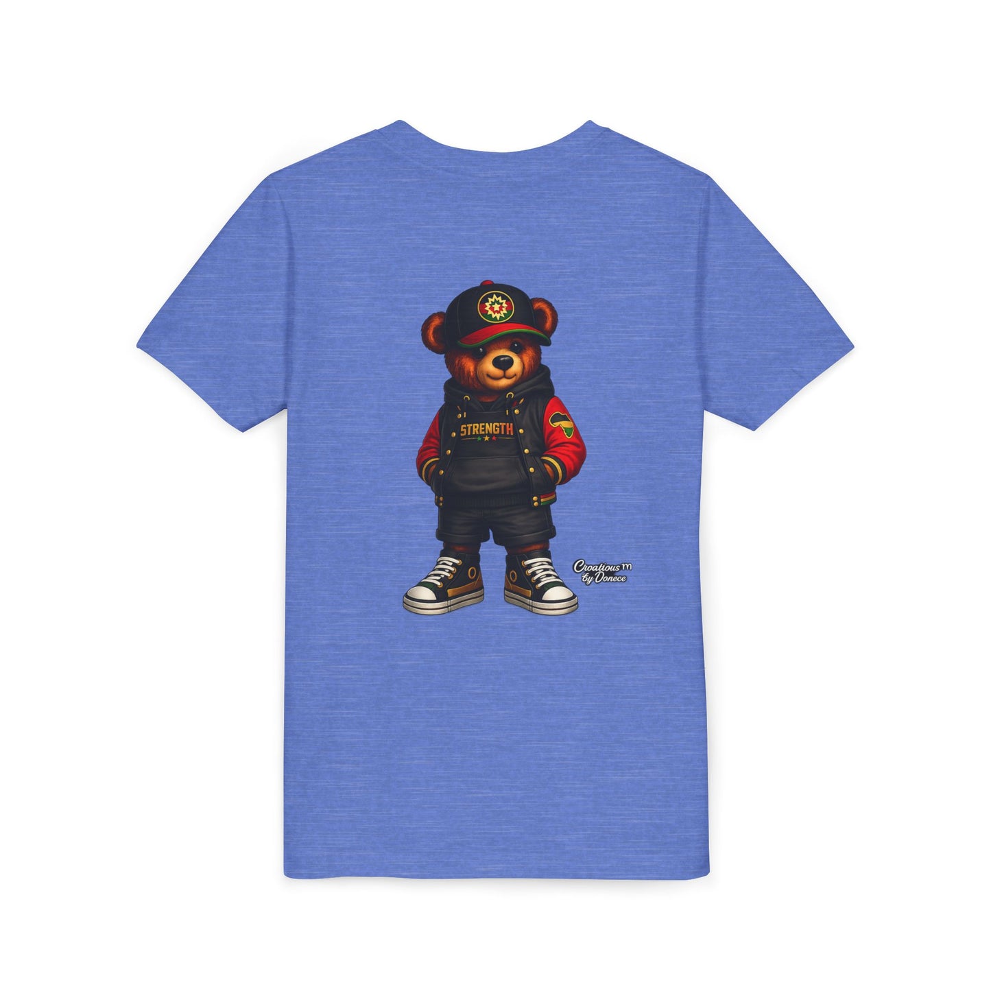 Kids Teddy Bear Streetwear Tee — 'Strength' Graphic Youth T-Shirt