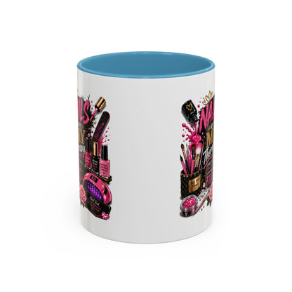 Coffee Mug — "Nails Are My Therapy" Pink Nail Tech Gift