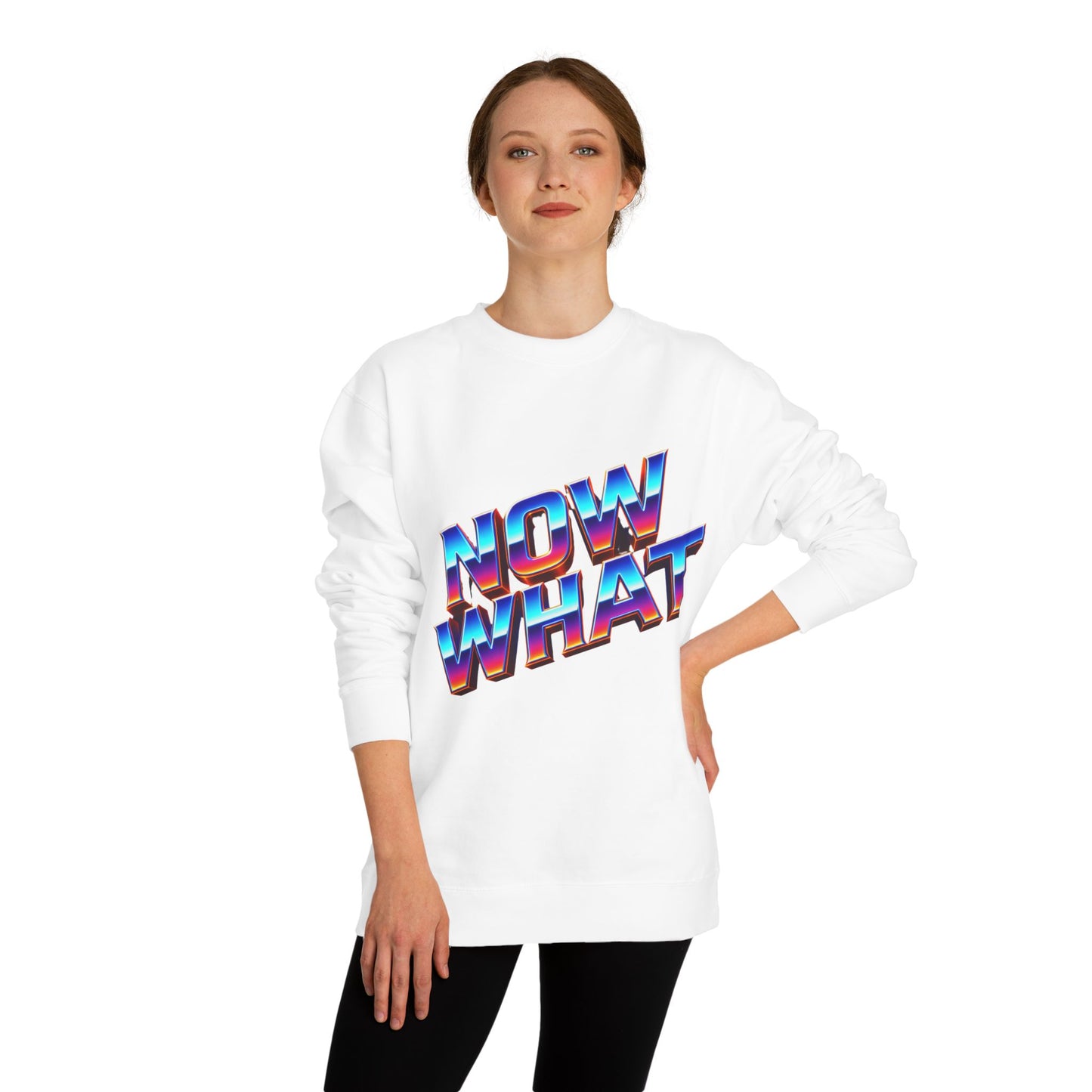 Now What Retro Sweatshirt — Bold 80s Gradient Graphic Crewneck
