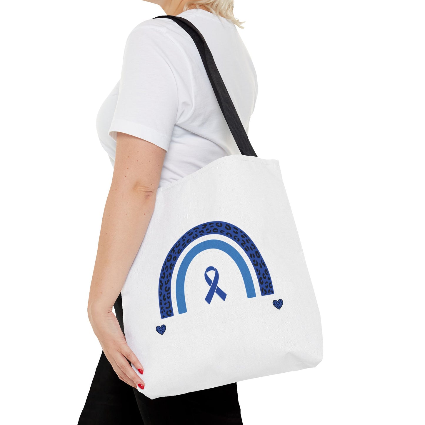 Blue Awareness Ribbon Rainbow Tote Bag – Support & Hope Everyday Tote
