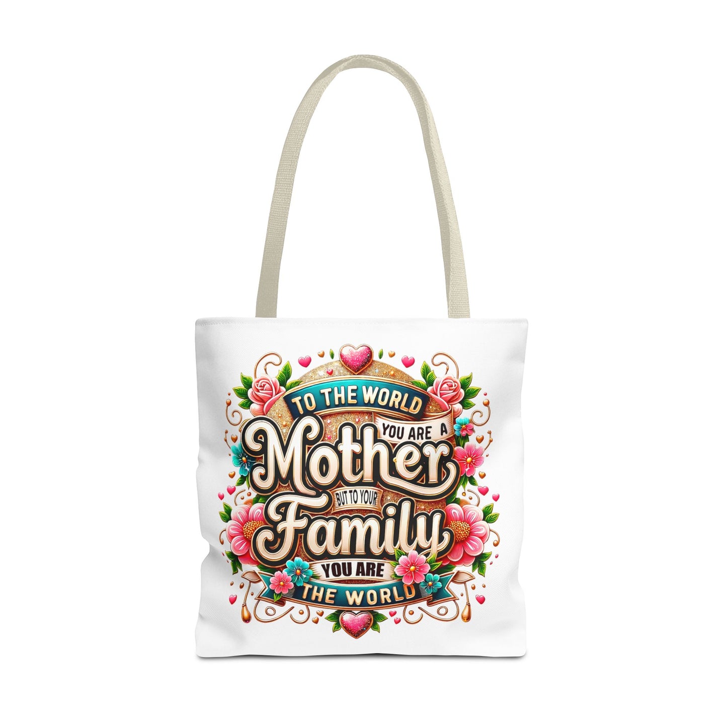 Mother & Family Floral Tote Bag — "To the world you are a Mother" Gift Tote