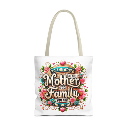Mother & Family Floral Tote Bag — "To the world you are a Mother" Gift Tote