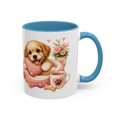 Puppy Love Coffee Mug — Cute Dog Heart Accent Mug (11/15oz)