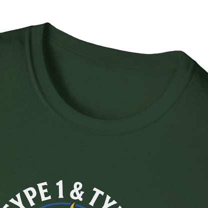 Type 1 & Type 2 Find a Cure Diabetes Awareness T-Shirt