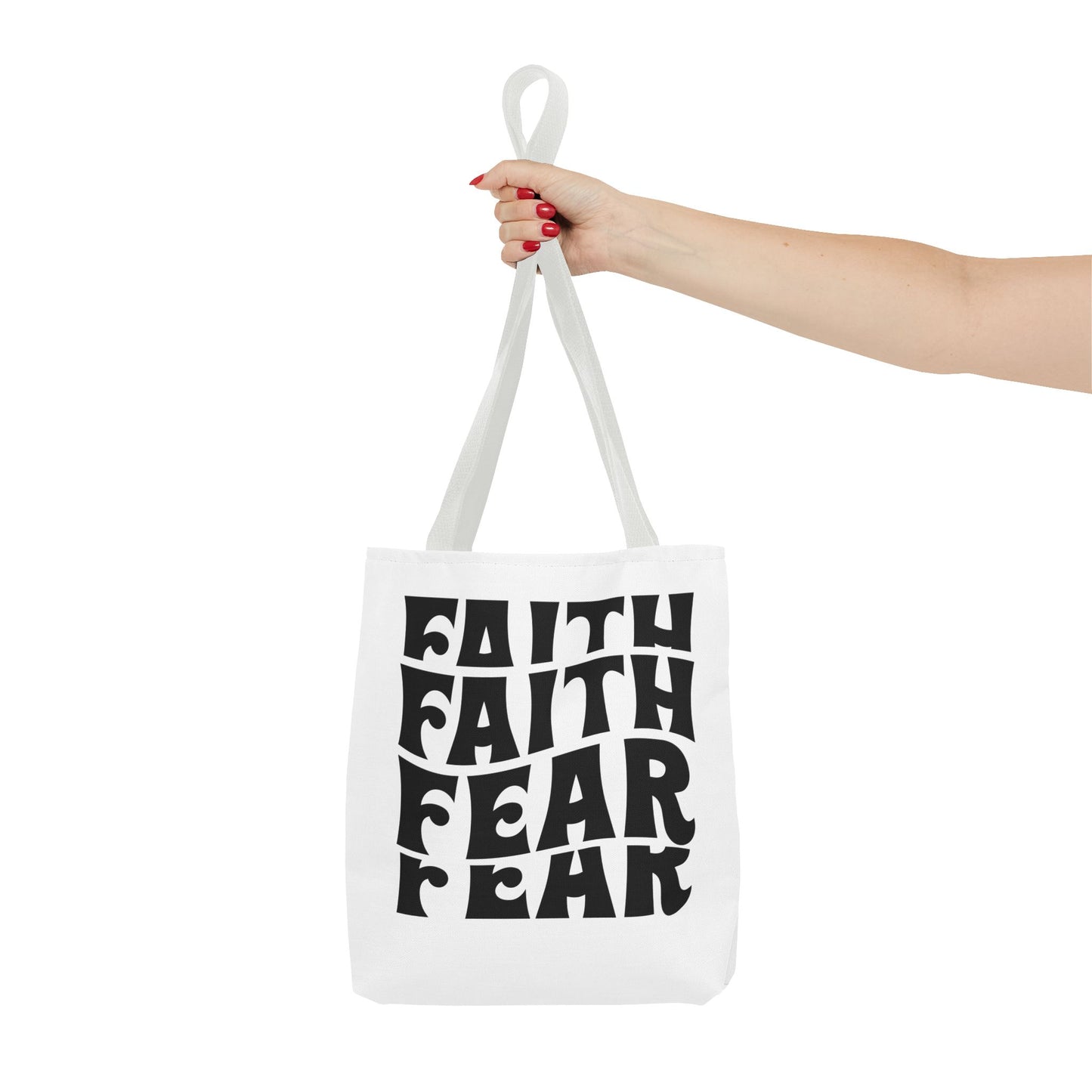 Faith Over Fear Tote Bag – Bold Retro Typography Canvas Tote