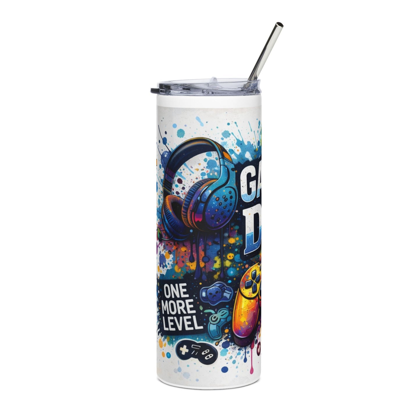 Gamer Dad 20oz Stainless Steel Tumbler – Colorful Controller & Headset Design