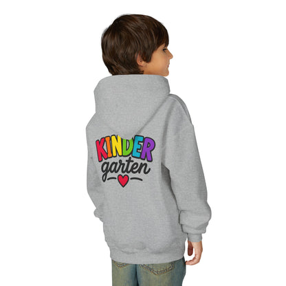 Kindergarten Kids Hoodie — Colorful Heart Graphic Back-to-School Sweatshirt