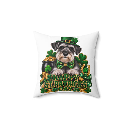 St. Patrick's Schnauzer Pillow — Happy St. Patrick’s Day Decorative Throw Pillow
