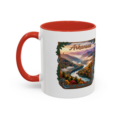 Arkansas Scenic Coffee Mug — Vintage State Map River Landscape (11/15 oz)